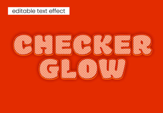 Checker Glow Editable Text Effect with Retro Transparent Grid