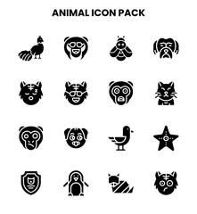Fototapeta premium Animal Glyph Set Icons Pack