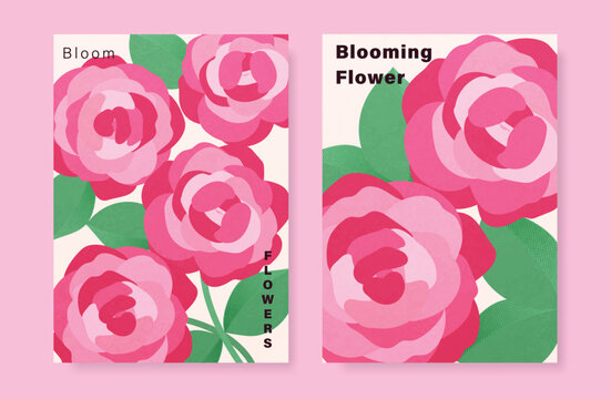 Modern floral card background vector. Minimal hand drawn botanical flowers template background. Design illustration for wedding, vip cover, poster, rsvp modern card, birthday party.