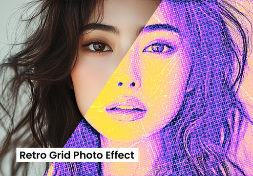 Retro Grid Photo Effect Template