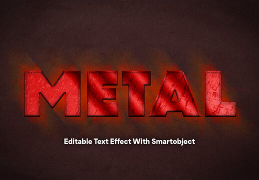 Glowing Metal Text Effect Template with Editable Smart Object