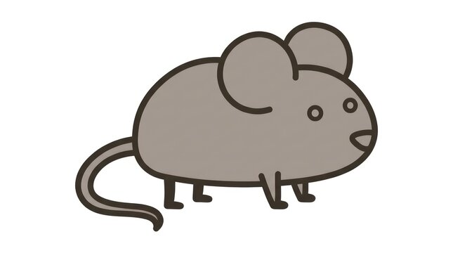 Simple gray cartoon mouse character standing on a white background