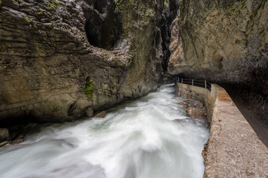 Rushing River in Partnach Gorge, Bavaria, Germany