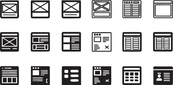 Set of website wireframe and web page layout sketch icons Vector