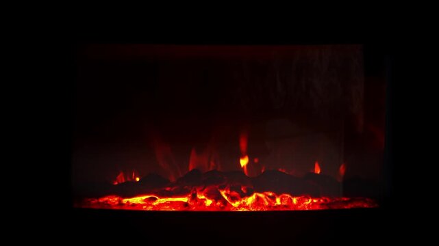 Warm Fireplace Flame Flickering in Cozy Home