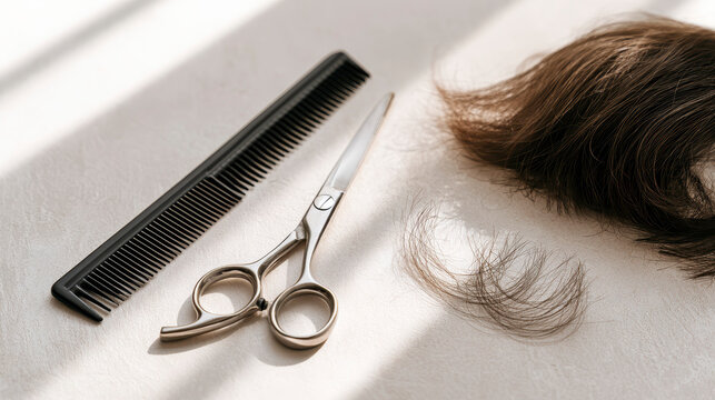 Bixie Cut Hairstyle Hair Salon Tools And Short Haircut Transformation Concept