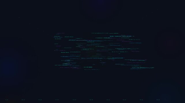 Abstract technological background with subtle horizontal light trails and dispersed glowing particles on a deep, dark canvas