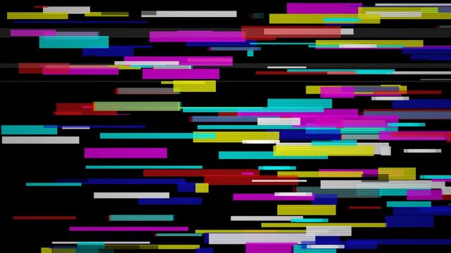Digital Glitch Signal Background with Colorful Horizontal Streaks and Distorted Static Noise Effects