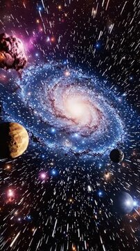 Exploring a dark universe with stars and galaxies in seamless loop animation