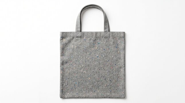 Heather grey felt tote bag shown flat and square on a white background