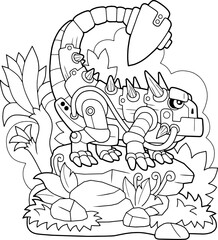 cute robot dinosaur ankylosaurus, coloring page © fargon