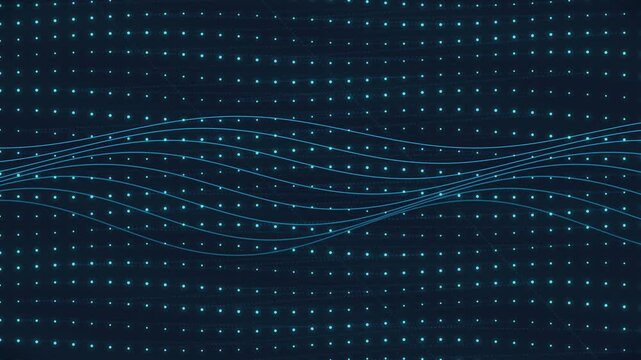 Digital Data Flow with Animated Blue Wave Lines Background
