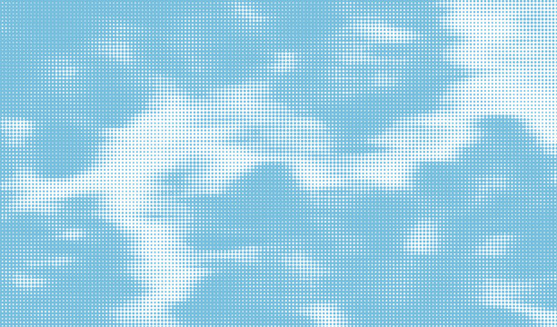 Modern abstract halftone camouflage pattern featuring soft sky blue and white tones with a dotted texture. for textile prints, fashion fabrics, wallpapers, wrapping paper, digital products