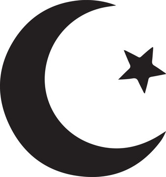 Crescent Moon and Stars Icon Vector Illustration with Night Sky Symbol Design for Space Theme Logo Web Button and Decorative 3D Art Element