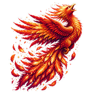 Retro Game Style Phoenix Emblem and Avatar Set