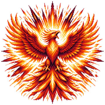 Retro Game Style Phoenix Emblem and Avatar Set
