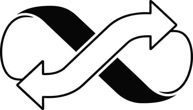 Continuous loop symbol with arrows representing infinity and reciprocal processes
