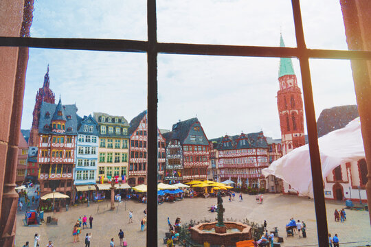 Old town square romerberg in Frankfurt, Germany