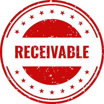 Red receivable stamp graphic accounting finance and debt collection visual asset for business documents