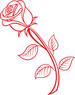 Elegant Vector Floral Ornament with Abstract Flower Illustration Decorative Botanical Pattern Featuring Leaves Heart Rose Elements for Spring Love Card Design and Vintage Nature Decor