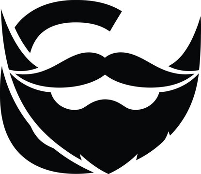 Stylized black silhouette of a man's beard and mustache design element