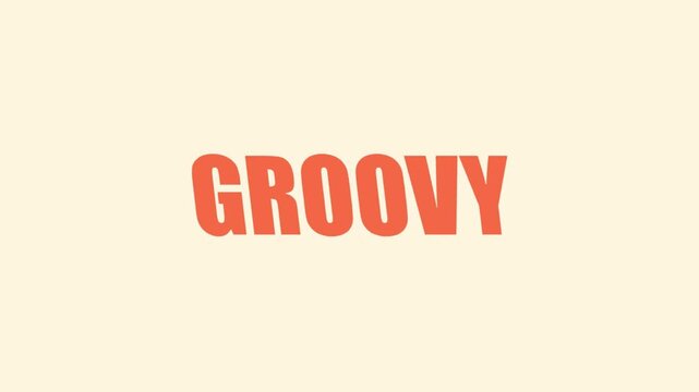 Retro groovy word appears with motion on a simple background.