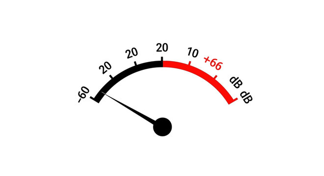 Sound level meter gauge vector illustration with decibel