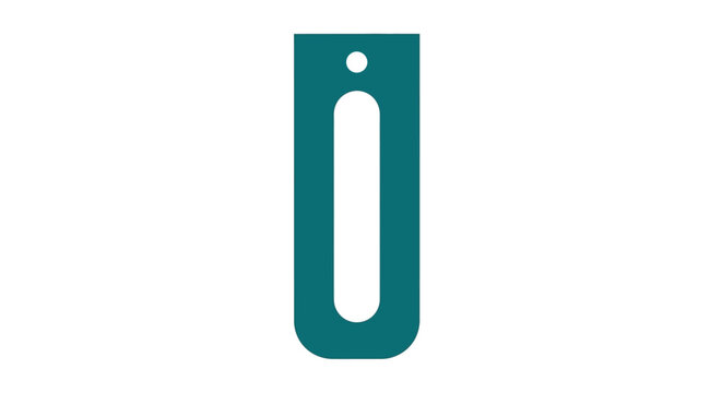 Teal minimalist vertical icon with oval cutout and top hole
