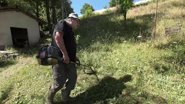 Taglio erba nel prato