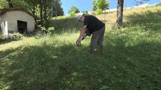 Taglio erba nel prato