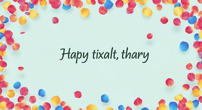 Hapy tixalt thary celebration message with colorful paper confetti border