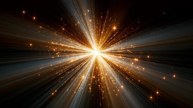 Golden Starburst Light Rays with Sparkles Zoom Loop