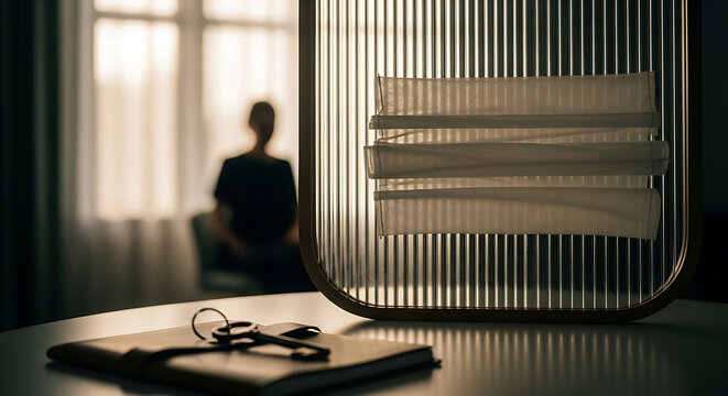 A hipaa and privacy compliance image featuring a medical mask for confidentiality and a security key on a patient record folder