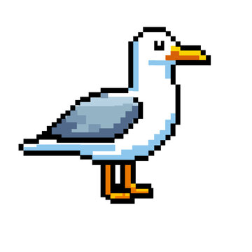 seagull 8-bit pixel retro vector graphic icon