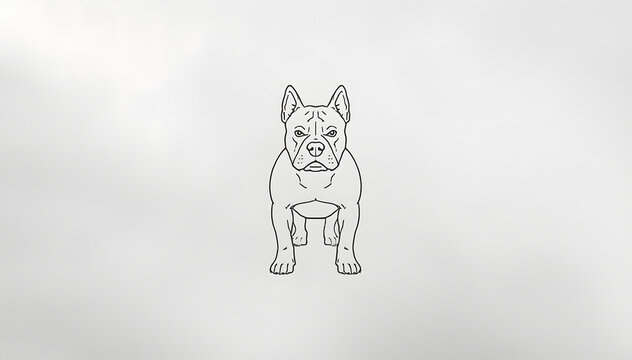 American Bully dog line art illustration. Minimalist canine vector sketch for design projects and branding.