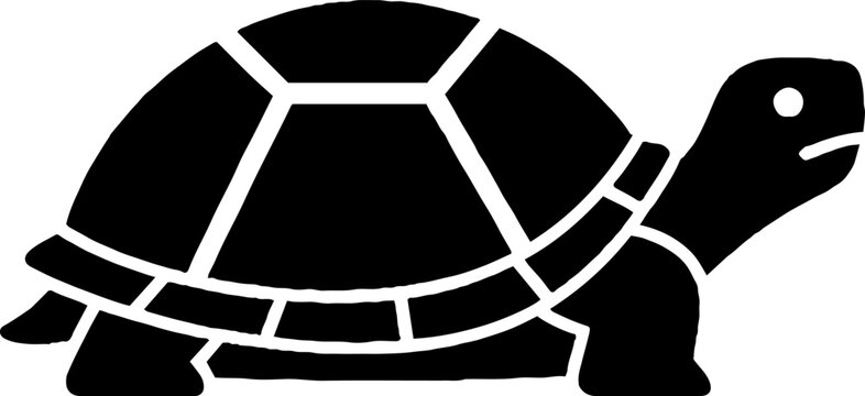 Black and white turtle silhouette illustration.