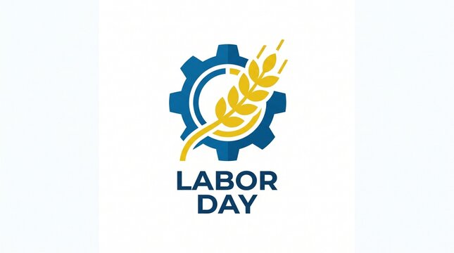 A clean and minimalist Labor Day logo set against a solid white background.