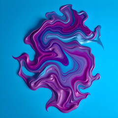 Obraz premium Fluid art with swirling purple and blue liquid paint on a vibrant turquoise background, modern creative design