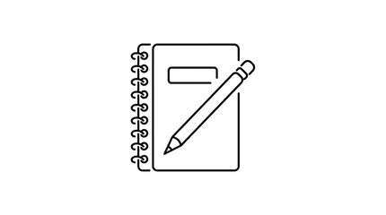 Naklejka premium Minimalist line art of open notebook and pencil ideal for education writing and creative projects