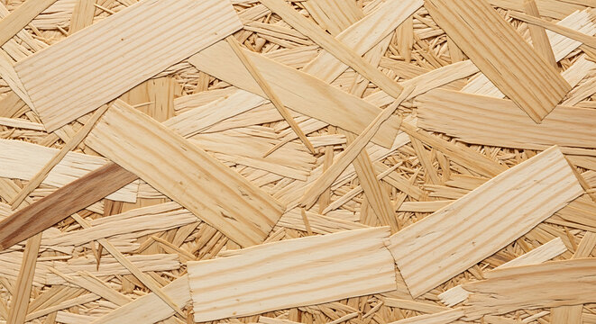 Detailed OSB chipboard wood texture board background for construction and building materials