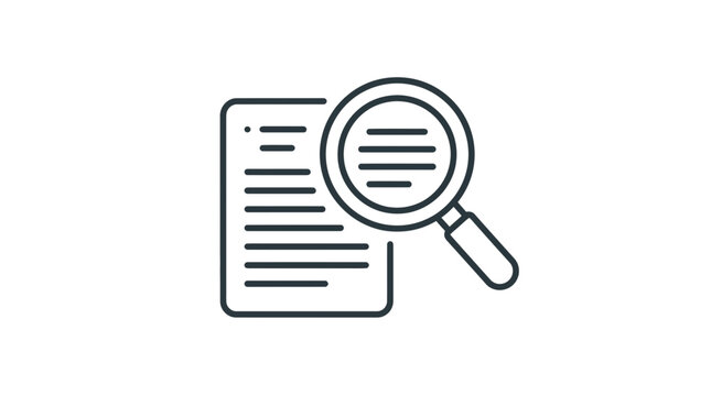 Document review with magnifying glass line icon legal audit investigation and compliance checks