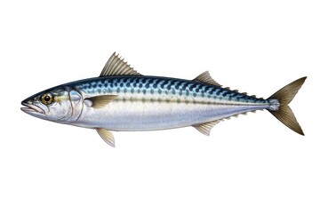 Obraz premium Illustration of a mackerel fish with detailed scales and fins.