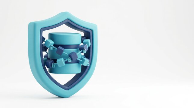 Secure database protection shield icon symbol digital data storage safety concept