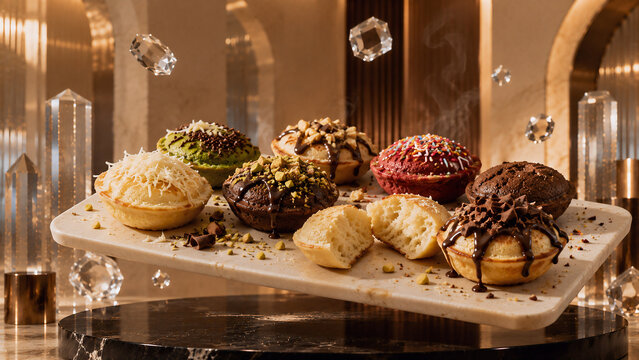 Assorted traditional Indonesian kue cubit and apem sweet cakes