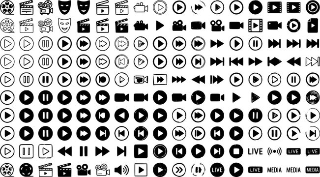 Video icon set. Cinema and movie symbol. Vector illustration