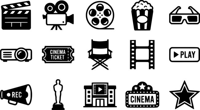 Video icon set. Cinema and movie symbol. Vector illustration