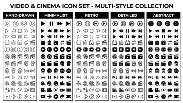 Video icon set. Cinema and movie symbol. Vector illustration