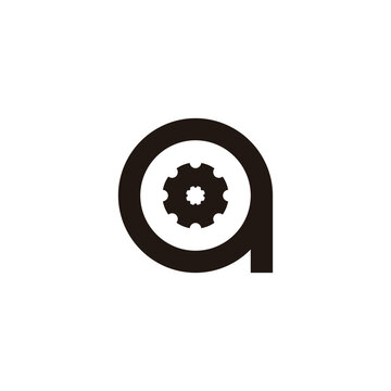 Letter a gear, circle geometric symbol simple logo vector