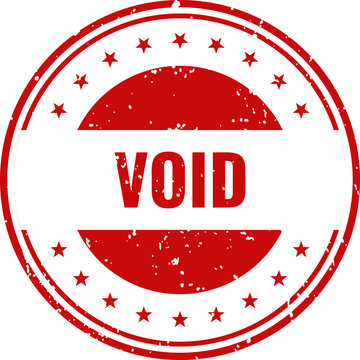 Red 'void' stamp with stars official cancellation rejection or invalid status indication