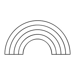 Obraz premium Minimalist hand-drawn vector illustration icon of elegant rainbow with multiple arcs clean outline lines scalable graphic resource for branding packaging and creative design applications